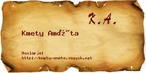 Kmety Amáta névjegykártya